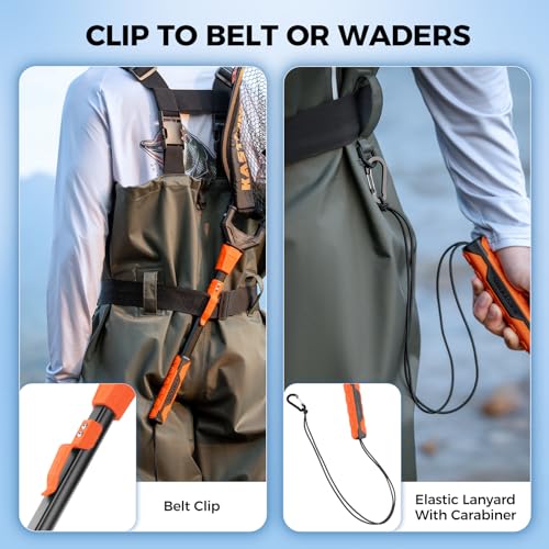 KastKing Titanet Fishing Net, Durable Aluminum Handle, Non-Slip Hi-Vis Grip, Compact Bag & Lanyard, Ideal for Kayak, Lake, Fly, or River Fishing, 2 Net Options - size: 32" Total Length (Fixed Handle), style: Pvc Net