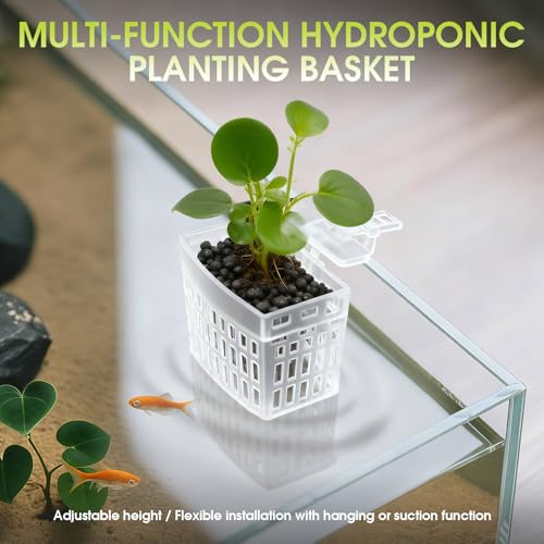 2 PCS Upgraded Aquarium Plant Holder, Adjustable Thickness Height Fish Tank Plant Holder with 2 Extension Hooks and 2 Suction Cups for Fish Tank Aquaponic (Transparent) - color: Transparent
