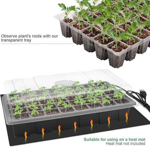 MIXC Seedling Trays Seed Starter Tray, 10-Pack Mini Propagator Plant Grow Kit Greenhouse with Humidity Vented Domes and Base for Seeds' Starting (40 Cells Per Tray, Total 400 Cells), Black - color: Black, size: 40-Cell 10-Pack