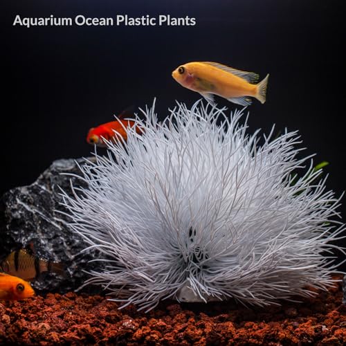 Fish Tank Decorations Aquarium Plants Plastic Artificial Décor (White) - color: White