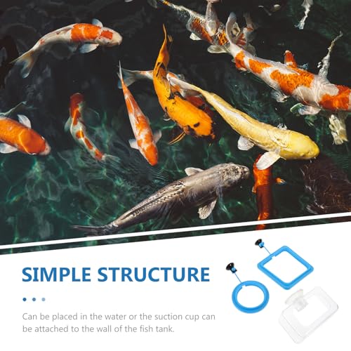 Luxshiny 3pcs Fish Feeding Ring Set with Suction Cups Aquarium Feeder Circles for Tropical Fish Blue and Square Design