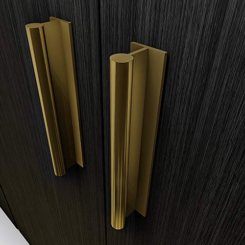 HRX Self-Adhesive Edge Fingerpull Door Handle - Easy to Install Screwless Peel and Stick on Glass, Wood, Metal, Plastic - Sliding Doors Knob for Kitchen Fronts, Drawers & Dressers Panels - 2 Pack - color: Brass Gold