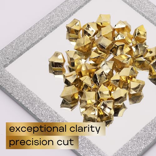 Gold Acrylic Ice Rocks - Golden Gemstones & Crystals Fake Diamonds - About 420 pcs - Vase Filler - Jewels for Crafts - Fish Tank Rocks - Sensory Bin Filler Gems for Crafting - Fake Ice Aquarium Stones - color: Golden Rocks