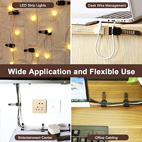 100Pcs Adhesive Cable Management Clips with 50Pcs Zip Ties, Adjustable Nylon Cable Strap Ties Wire Clips Clamps Organizer, Extra Screw & Hole - 3.35 Inch Black - color: Black, size: M-100pcs