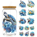 UV DTF Cup Wrap for 16oz Glass, 12 Sheets Watercolor Turtle Rub On Transfers, UV DTF Decals Stickers for Water Bottle - style: Watercolor Turtle