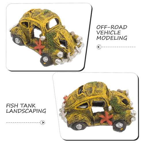 FRCOLOR Fish Tank Car Decorations Resin Aquarium Ornament Vintage Car Shape Fish Tank Decor 5.31X3.14X2.75 Inch Aquarium Hiding Cave for Shrimp Turtle