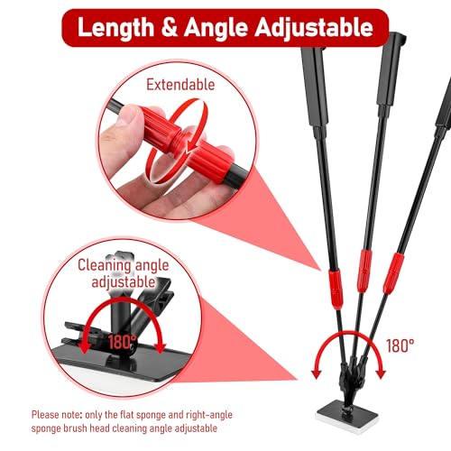 6-in-1 Aquarium Cleaning Tool Aquarium Algae Scraper for Fish Tank Including Fish Brush Sand Rake Pad Sponge Telescopic Handle Multi-Usage Aquariums Glass Cleaner Set for Slatwater Freshwater