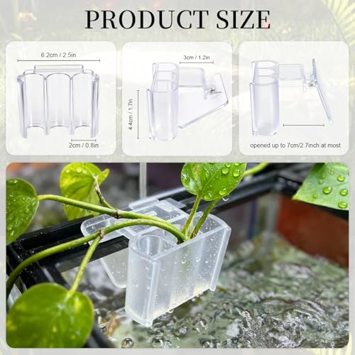 2 Pack Hanging Aquarium Plant Holder – 3 Holes Aquatic Plant Cups, Fish Tank Holder for Aquatic Plants, Ideal for Aquarium Tank Decoration(Transparent) - color: Transparent,2 Pcs