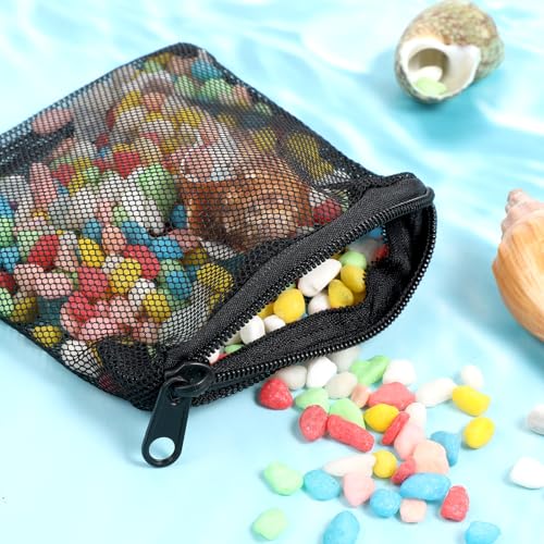 10 PCS Aquarium Filter Media Bags, Mini Aquarium Fine Mesh Bag with Plastic Zipper Reusable Fish Tank Media Mesh Filter Bags for Activated Carbon, Biospheres, Ceramic Rings (4 x 4 inches, Black)