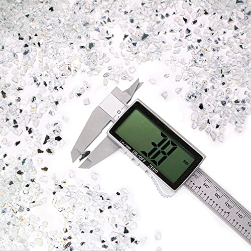 1.5 lb Mirror Crushed Glass for Resin Art and Crafts, 3-6mm Chunky Broken Glass Pieces, Solid Color Irregular Shards for Geode, Vase Filler, Aquarium Decor & DIY Crafts - color: White-backing Mirror