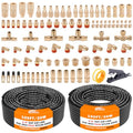 CheeMuii 100 PCS Brass DOT Air Line Fittings with 100FT 1/4" and 100FT 3/8" DOT Air Line Kit Push Lock Air Fitting Quick Connect & NPT Thread Fittings with Pneumatic Tubing - size: 2ROLL-104PCS