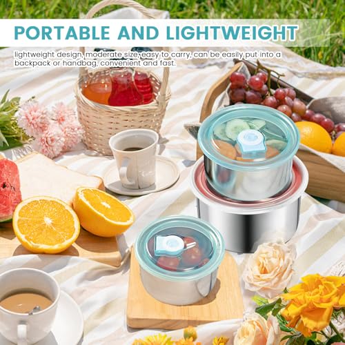 5 pcs Stainless Steel Food Storage Containers With Lids Airtight, Portable Freezer Storage Containers, Leak Proof Meal Prep Containers Reusable, Refrigerator Fresh-Keeping Box (Square)