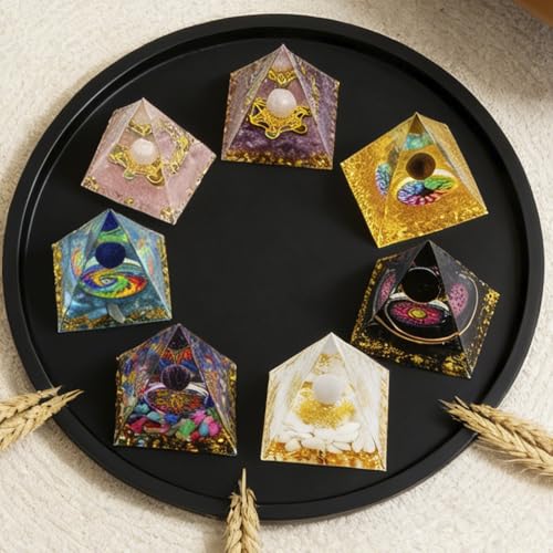 2inches Pyramid Decor Natural Crystal Energy Generator Pyramid Chakra Energy Crystal Pyramid Yoga Meditation Tool for Home Decoration Fengshui Ornaments Gift(2 inches-7 PCS) - color: 2 Inches Pyramid-7 Pcs