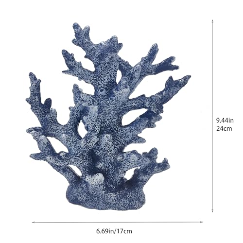Etlemonde Beach Coastal Decor Coral Reef Home Decor Coral Statue Sculpture Home,Desk,Bathroom,Desktop Shelf Statue,Marine Themed Gifts - color: Blue Coral
