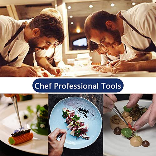 5 Pcs Kitchen Fine Tweezers Tongs, Stainless Steel Food Tongs Set, Professional Kitchen Long Tongs for Cooking,Repairing,Sea food,BBQ,Multi-use(12"and 6.3")