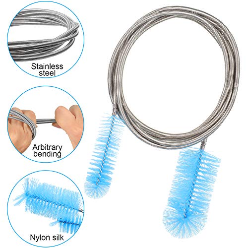 Patelai 3 Pieces Aquarium Filter Hose Brush Stainless Flexible Tube Cleaning Long Brush Double-Ended Bent Pipe Cleaner Steel Spring for Lab Fish Tank Aquarium, 3 Color(61.02 inches) - size: 61.02 inches