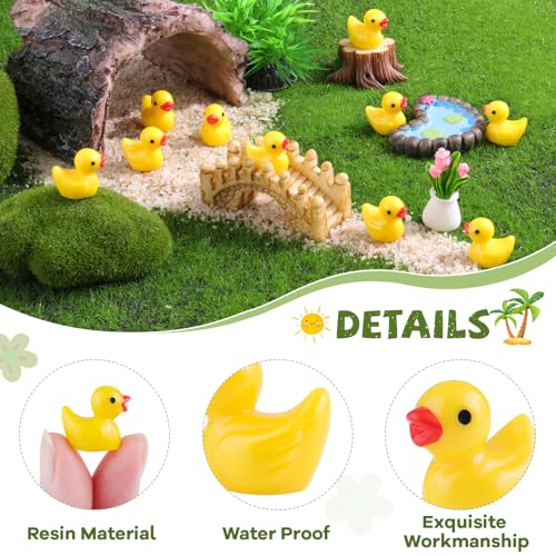 200PCS Mini Resin Animals Cute Yellow Tiny Ducks,Miniature Duck Figures to Hide,Little Animal Small Figurines Bulk for Topper Desk Garden Dollhouse Landscape Aquarium Ornaments DIY Crafts & Decor - color: Yellow Ducks-200pcs