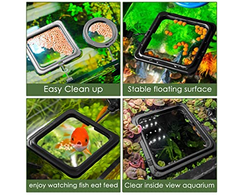 Fish Feeding Ring 2 Pieces Aquarium and Tank Floating Rings Food Feeders with Suction Cup(Black)