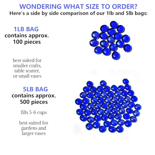 5lb Dark Blue Glass Marbles for Vase, 500 pcs Dark Blue Flat Glass Beads, Decorative Pebbles for Vase Fillers, Fish Tank, Plants, Flower Pots, Fountains, Crafts, Aquarium Rocks and Home Decor - color: Dark Blue, size: 5LB