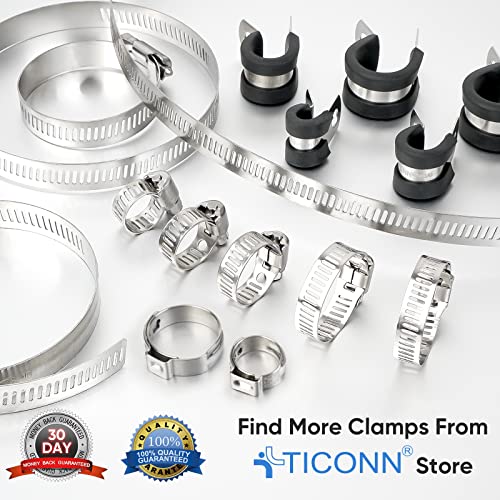 TICONN 12PCS Hose Clamp Set - 2''–3'' 304 Stainless Steel Worm Gear Hose Clamps for Pipe, Intercooler, Plumbing, Tube and Fuel Line - size: SAE #24 12PCS 2"~3"