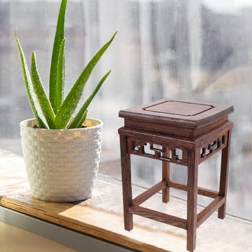 HOMSFOU Chicken Wenge Wooden Flower Stand Small Indoor Plant Holder Vase Display Rack Chinese Style Decorative Base 5.51X3.54X3.54 Inches - size: 14X9CM