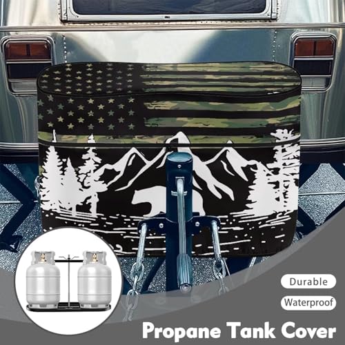 American Flag Mountain Travel Trailer Propane Tank Cover Waterproof Propane Gas Tank Cover Sun Protection with Zipper Four Seasons General - color: American Flag Mountain, size: S(20LB)