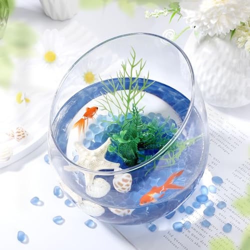SUREAM 0.8 LB Aquarium Gravel, Smooth Sea Glass Pebbles for Crafts, Glass Stones for Vase Filler, Aquarium Turtle Tank, Flowerpot Decoration(Light Blue) - color: Light Blue