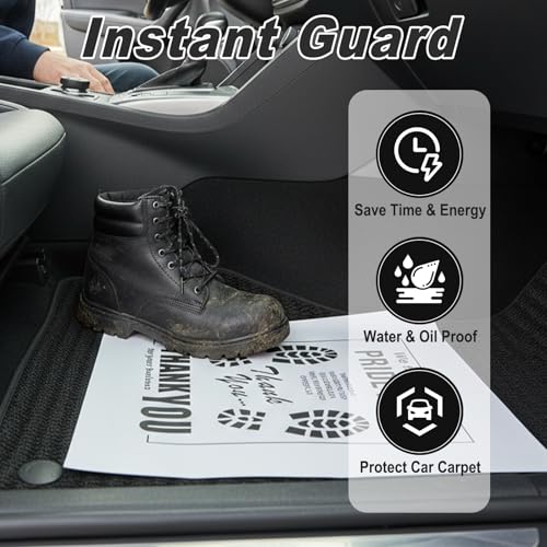 50PCS Paper Floor Mats for Car Kraft, Disposable White Automotive Foot Pads Protective, Thank You Paper Floor Mats for Cars Detailing, Auto Dealership, Automotive Supplies (15.35" x 19.29 ") - color: White #1