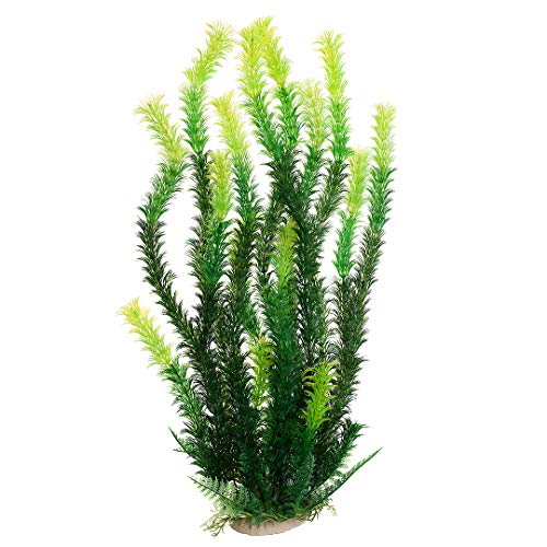 17" Plastic Water Plant for Aquarium Fish Tank Ornament, Rhodo Green - color: Green