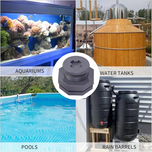 ChillWaves PVC Bulkhead Fitting 1/2" Double Thread Connector Adapter with Plugs for Water Tank, Aquariums, Rain barrels(4-PACK) - size: 1/2 INCH, style: Bulkhead Fitting + Plug