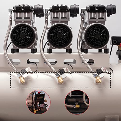 Uenede Solid Brass 3-Port Air Compressor Check Valve G1/8" x G3/8" x G1/2" Male Threaded Tube Connector Non-Return Valve
