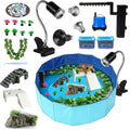 22.8 inch Large Size Turtle Tank Habitat Kit with Basking Platform, for Turtles, Crayfish, Crab, Aquatic Tortoise Enclosure Starter Aquarium, Pet Turtle Reptile Habitat - size: 22.8IN