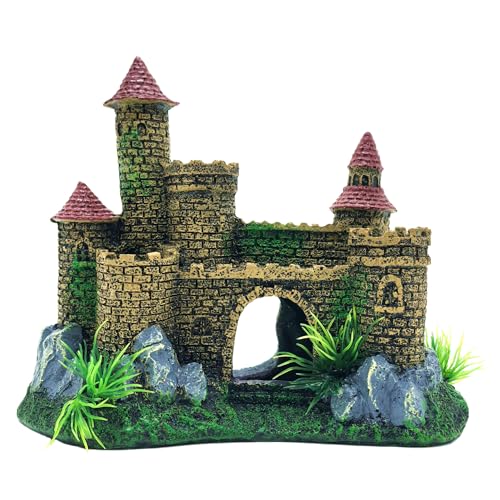 M2cbridge Aquarium Decor Castle Shipwreck Ornament Underwater Landscape(Yellow Castle) - color: Yellow Castle