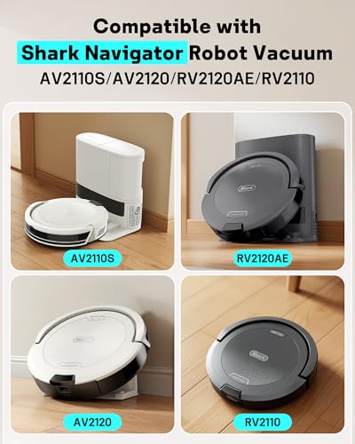 Leemone 18 Pcs Replacement Parts for Shark Navigator AV2110S AV2120 RV2120AE RV2110 Robot Vacuum, 1 Main Brush, 2 Pre Filters, 2 HEPA Filters, 6 Side Brushes, 3 Foam & Felt Filters, 3 Base Filters - style: Shark AV2110s Parts