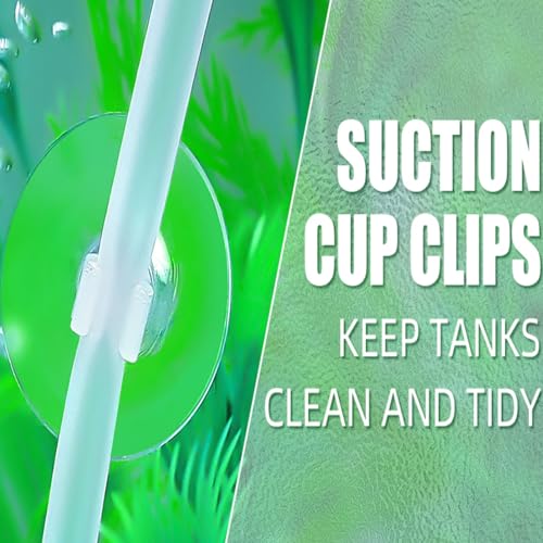 AQUANEAT Aquarium Suction Cups, for Fish Tank Airline Tubing, with Clips 3/16" air Hose Holder, 24pcs (Clear)