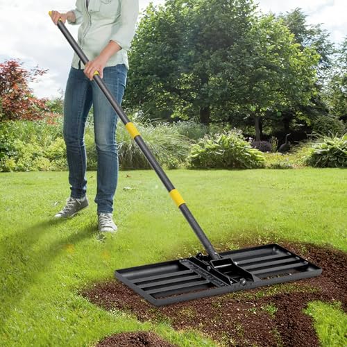 Lawn Leveling Rake, 60 inch 27"x10" Levelawn Tool, Heavy Duty Effort Saving Lawn Level Tool, Stainless Steel Handle Lawn Leveler for Yard Garden Golf Course, Ease Level Soil Sand Dirt Surfaces