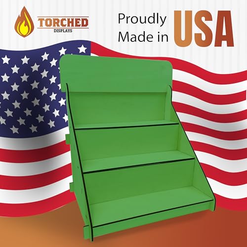 Wooden Portable Retail Table Display Stand Countertop 3 Step Riser Craft Shows, Farmers Markets Tradeshows |No Hardware Assembly Flat Pack Soap Display CBD Jewelry Spices Cups Tumblers Coasters | Green - color: Green