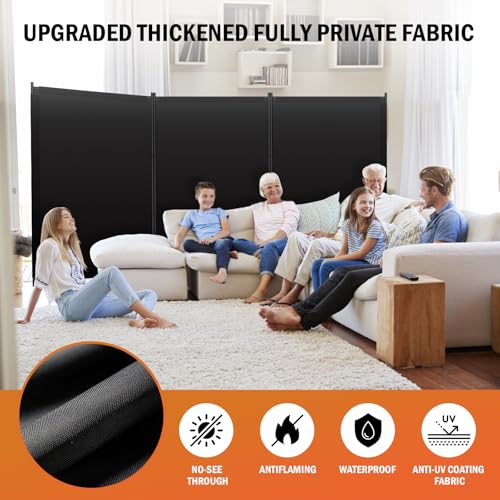 Room Divider Panel, Siebwin 3 Panel Folding Privacy Screens with Wider Feet, 12 Ft Portable Room Partition for Room Separator, Room Divider Screen Partition Room Dividers Freestanding - size: 3 Panel 12FT W
