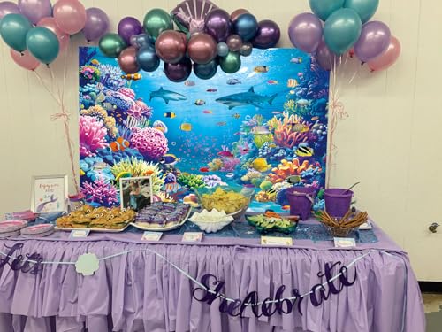 Under The Sea Backdrop Ocean Underwater World Tropical Fish Coral Summer Photography Background Aquarium Theme Baby Shower Birthday Party Decorations Banner Photo Props (8x6FT) - size: 8x6FT