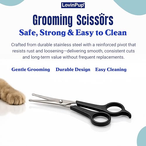 Dog Grooming Scissors Set – Rounded Tip Pet Grooming Shears for Safe Facial and Body Trims – Sharp, Stainless Steel Blades for Smooth Cutting – 2-Pack Pet Grooming Scissors for Dogs and Cats