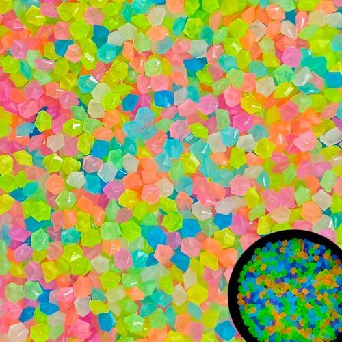 4000PCS Multicolor Glow in The Dark Stones Diamond Shape Luminous Stones Glow in The Dark Pebbles for Plants Garden Backyard Patio Lawn Walkway Driveway,5-8mm - size: 4000, style: Multi