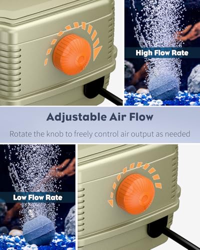 Pawfly 254 GPH Aquarium Air Pump, Quiet Adjustable Dual Outlet Oxygen Aerator with 13ft Airline Tubing & Check Valves for 300 Gallon Fish Tanks Ponds