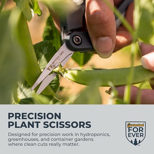 Woodland Tools Hydroponic Snips – Heavy Duty Flower Snips with Nano Tip Stainless Steel Trimming Scissors, Soft Grip, Spring Loaded, Blade Cover – Precision Plant Scissors and Bud Trimmer - style: Heavy Duty Snip