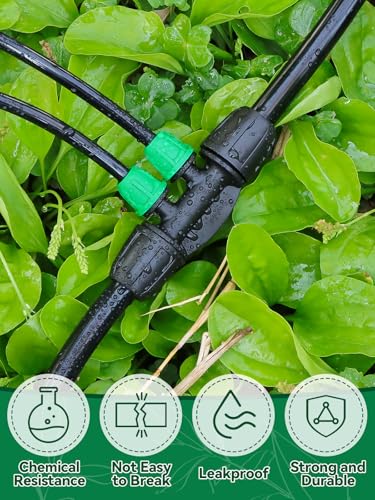 Kalolary 20PCS Locked Barbed Tee Connectors, 5/16" to 1/4" Drip Irrigation Fittings Kit 8/12mm to 4/7mm Tube Lock Female Connector 4-Way Barbed Lock Irrigation Parts for Watering System (Black Green) - color: Black Green 5/16" to 1/4" 4-Way