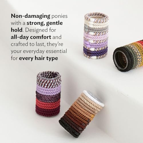L. Erickson Brown Hair Ties for Thick Hair, Grab & Go Ponytail Holders, 8 Pack, Nouveau Neutrals, Thick No-Crease Bands with Strong Hold and Damage-Free Design - color: Nouveau Neutrals