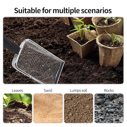 2 PCS Stainless Steel Mesh Cat Litter Scoop, Reptile Sand Scooper, Substrate and Gravel Sifter, Non-Slip Grip, Easy to Clean Reptile Terrarium Sand Waste(3.8mm & 5mm Mesh)