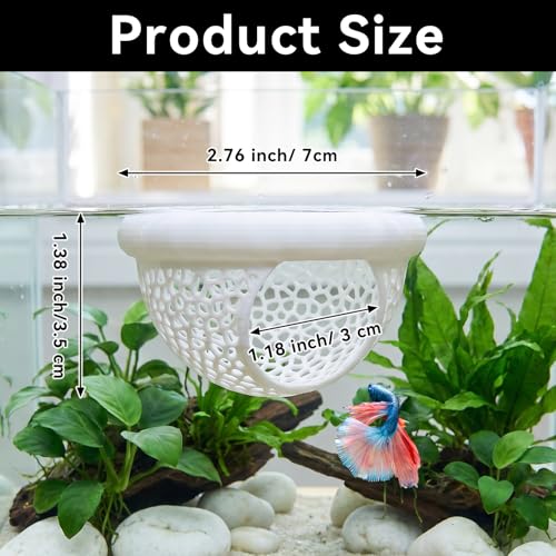 Floating Betta Shrimp Cave, Multi-Functional Aquarium Hammock for Hiding Feeding, Floating Betta Fish Skins with Feeding Ring, Tank Resting Spot for Small Fish Betta Shrimp (White) - color: White, size: Small