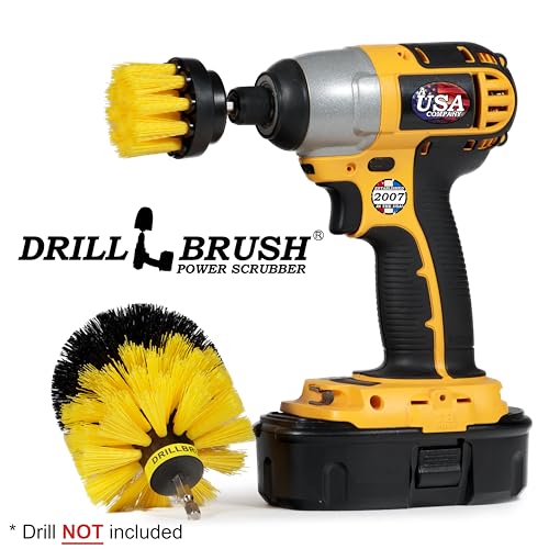 Bathroom Cleaning Brush Set - Cleaning Scrub Brush - Tile Cleaning Brush - Power Cleaning Brush - Scrub Brush - Brush Cleaning Tool - Grout Cleaning Tool - Home Cleaning Gadgets - Clean Shower Brush - color: Yellow