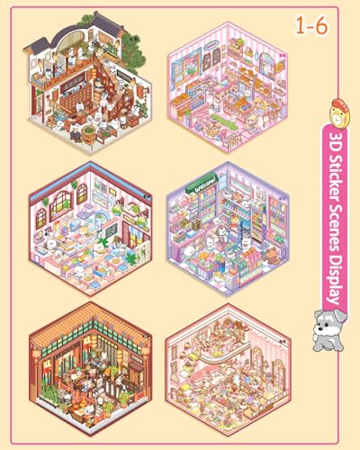 3D Sticker Scene Book for Adults, 20pcs DIY House Stickers Therapy Stress Relief DIY Craft with 2 Tweezers, Creative Funny Gift for Christmas - color: B1-box-20sets