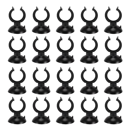 Aquarium Suction Cup, Aquarium Sucker Clip, Suction Cups Airline Tubing Holder, Fish Tank Accessories for Aquarium Fish Tank, Black, 0.79" 20 Pcs 20 Pcs